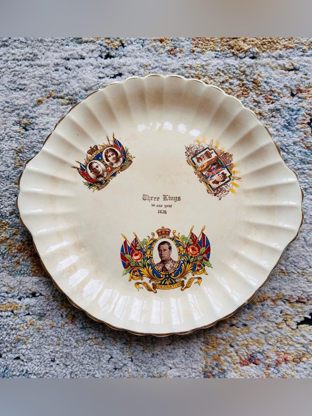 Vintage “Three Kings in One Year” Coronation Cake Plate